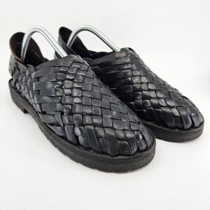 Brand X Classic Mexican Huarache Woven Leather Sandal Sz 9 Black Slip On Comfort